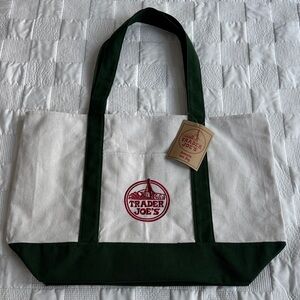 Trader Joe's Green and White Tote Bag